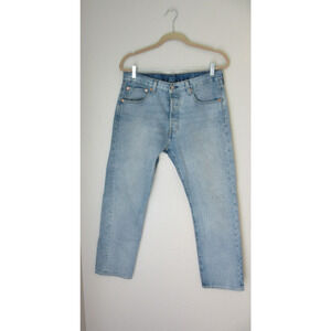 Levi's 501 Blue Denim 32" x 29 1/2" Men's Button 5 Pocket Cotton Blend Jeans
